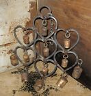 Wrought Iron HEART Cow Bells WIND CHIME*Primitive/French Country Farmhouse Decor