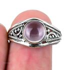 Gift For Her 925 Silver Natural Rose Quartz Gemstone Statement Ring Size 9