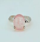 Natural Rose Quartz 13X9 MM Oval 925 Sterling Silver Plated Handmade Ring US 7.5