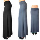 Women Maxi Skirt Waist Foldover Solid Full Long Jersey Lightweight Rayon Spandex