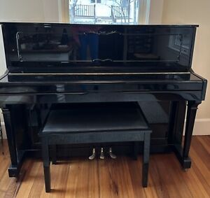 Hallet & Davis Upright Black Lacquer Piano