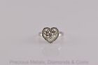 Sterling Silver Diamond Accented Scrolled Heart Band Ring Zales 925 Sz: 7