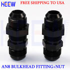 MALE AN-8 AN8 8AN TO 8-AN STRAIGHT ALLOY BULKHEAD FLARE FITTING ADAPTOR NUT WITH