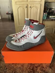 Nike Inflict 3 Wrestling Shoes | Size 12 | White Red & Grey | RARE OSU