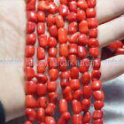 Natural 7-11mm Vintage Estate Chunky Red Coral Barrel Loose Beads 15'' Strand AA