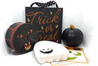 Halloween Mixed Decor Lot Double Sided Sign, Candy Dish, Vintage Style Box