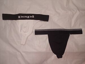 LOT OF 2 MENS UNDERWEAR THONGS COLOR WHITE AND BLACK SIZE MEDIUM M