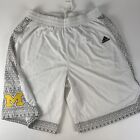 Adidas Basketball Shorts Mens XL Michigan Wolverines Iced Out Replica White Gray