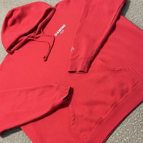 Diamond Supply Co. Hoodie Men's 2XL Red Spellout Logo Long Sleeve Sweatshirt