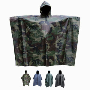 Tactical Rain Poncho - Army Military Poncho Shelter - Waterproof Ripstop Camping