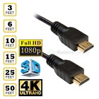 HDMI Cable 1.4 4K 3D HDTV PC Xbox ONE PS4 High Speed Plug 3 6 10 15 25 50 FT Lot