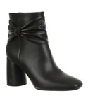 Sam And Libby Women's Carlotta Bootie Black Ruched Bow Detail Chunky High Heel