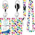 Lanyard with Id Holder,The Colorful Hearts Retractable Lanyards for Id Badges fo