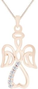 Winged Angel Open Heart Diamond Pendant Necklace in Sterling Silver 18