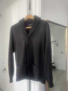 Polo Ralph Lauren Mens Large M Cardigan Grandpa Sweater Black Shawl Collar