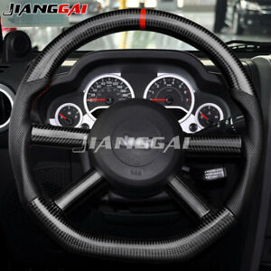 Carbon Fiber Perforated Leather Steering Wheel Fit 2008-2010 JEEP Wrangler JK (For: 2008 Jeep Wrangler)