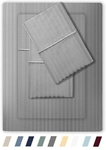 New ListingFeather & Stitch Size Damask Bed Sheets|100% Soft Cotton California King Grey