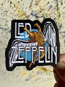 Led Zeppelin Iron On Patch Icarus Blue White Brown Embroidered On Black