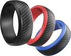 DOEPLEX Silicone Wedding Rings for Men Women 3 Pack Rubber Ring Gifts +Metal Box