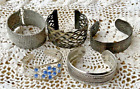 Cuff Bracelets Lot Of 5 Silver Tone Blue Beaded Embossed Brass Color Peace Mesh