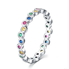 Pretty 925 Silver Cubic Zirconia Rings for Women Wedding Jewelry Size 6-10