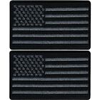 Black & Gray USA Flag Patches (2-Pack) American Embroidered Iron On Appliques