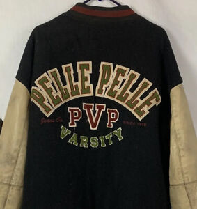 Vintage Pelle Pelle Jacket Marc Buchanan Bomber Leather Wool Coat Hip Hop XL 90s