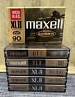 Maxell XLII -S 100 & 90 Blank Cassette Lot & 1 New - 6 Total - w/Cases