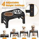 Elevated Raised Pet Dog Feeder Bowl Stainless Steel Food Water Stand+ 2pcs Bowls