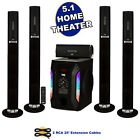 Acoustic Audio Bluetooth Tower 5.1 Speaker System w/ Powered Sub & 2 Ext. Cables