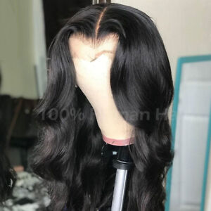 Virgin Indian Human Hair Wig Body Wave Lace Front Wigs Wavy 130% Density Cheap W