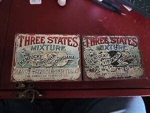 2 Vintage Three States Mixture Tobacco Tins
