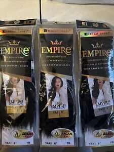 EMPIRE YAKI  100% HUMAN REMY HAIR WEAVE  8” #1B (Pack Of 3 Deal) Special