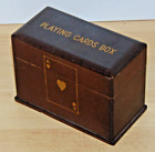 Hand Made Wooden Double Deck Playing Card  Storage Box-Ex Cond