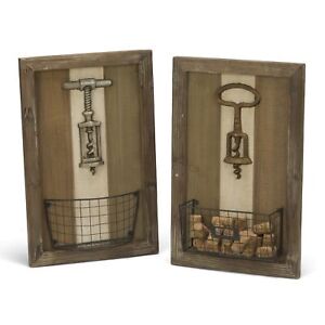 Corkscrew Wall Art - 2 Piece Set antiqued gold with black wash