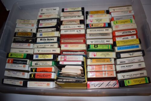 VINTAGE 8 TRACK LOT OF 64- MOSTLY COUNTRY- PARTON- WILLIE- KENNY ROGERS(QOJ9)