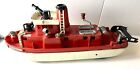 Vintage 1950's Ideal Toys Fire Boat 15” Red Plastic As Is
