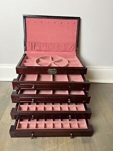 Thomas Museum Series Jewelry Box 4 Drawers Velvet Lined Pacconi Wood Chest