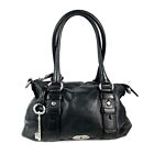 Fossil Maddox Black Leather Long Hobo Satchel Tote Purse Long Live Vintage 1954