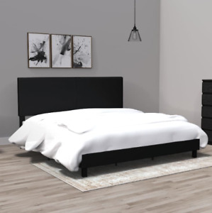 King Size Platform Bed Frame Upholstered Black Faux Leather with Headboard SALE