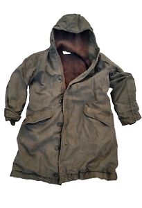 Vintage Parka USN Navy Deck Coat Jacket  Hooded Alpaca