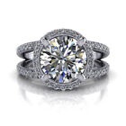 14k Solid White Gold Diamond Engagement Ring for Women...