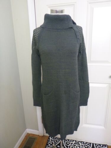 PRANA ARCHER S Green Knit Long Sleeve Pocket Cowl Turtleneck Sweater Dress Top