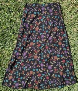 Vintage Sag Harbor Rayon Floral Lightweight A-Line Midi Zip-Up Skirt,  Medium