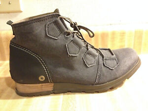 SOREL Womens 10M Major Lace Botki Damskie Gray Black Leather Canvas Ankle Boots