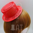 (2pcs) Sinamay Fascinator Mini Porkpie Top Hat Woman Millinery DIY Base | Red