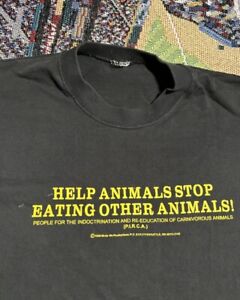 Vintage P.I.R.C.A PETA Funny Parody Animal Carnivore Novelty T Shirt XL