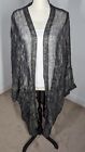 Shirin Guild Sweater Women Medium Black Sheer Woven Linen Kimono Duster Oversize