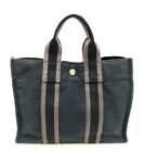 Hermes Black Canvas Mini Toile Fourre-Tout PM Tote Bag Handbag