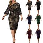 Plus Size Womens Sequins Midi Dress Ladies Evening Cocktail Formal Party Gown US